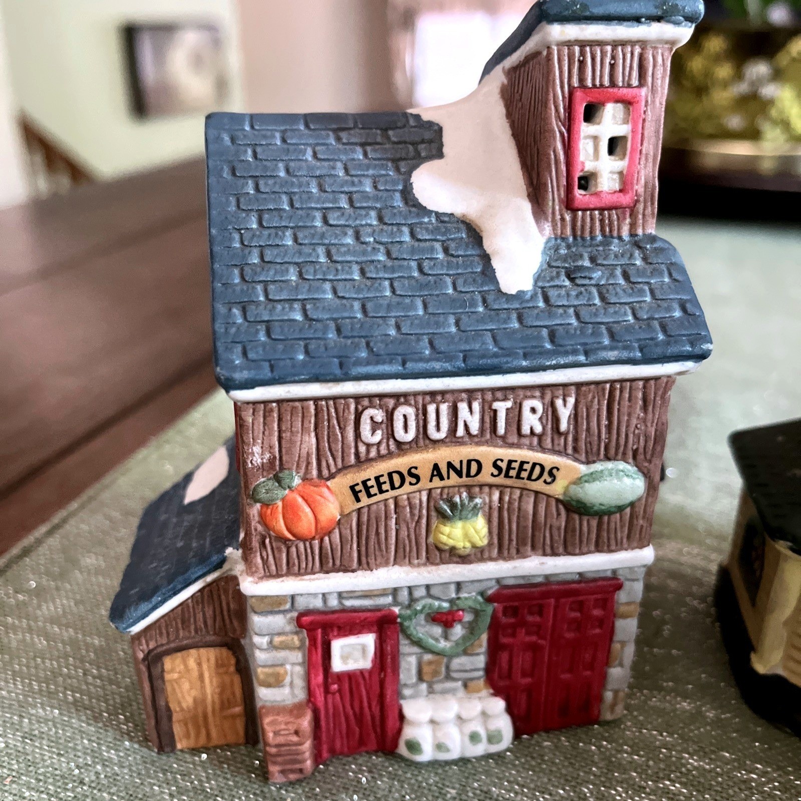 Christmas Village Houses Set Of 3-House/Country Store/Butcher-No Box/Lights