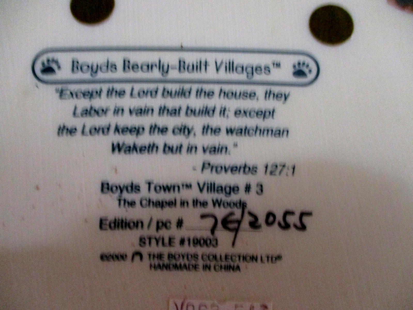 Boyds Bearly- Built Villages “Chapel In The Woods” & Accessories 2000 NIB