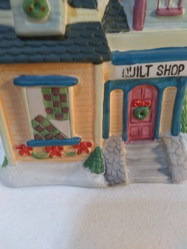 Vintage Share The Joy Our Town Collection Christmas Village Caldor Quilt Shop