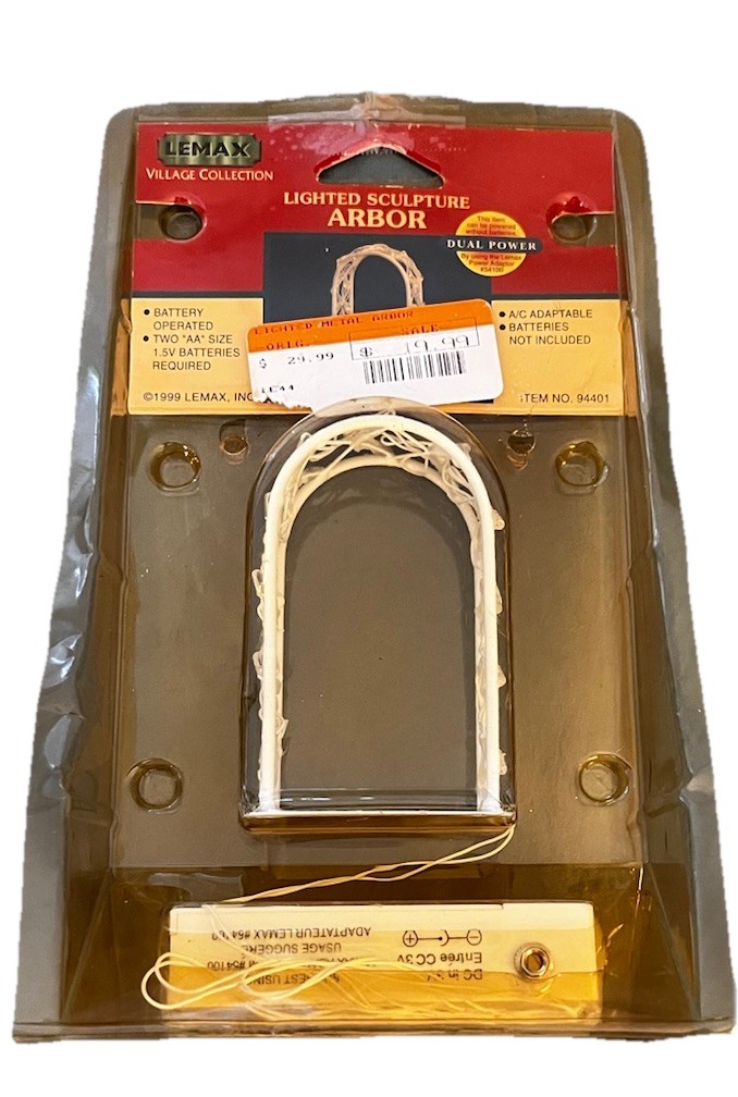 NOS Lemax Village Arbor Arch Lighted 94401 Christmas Dual Power Open Box WORKS!