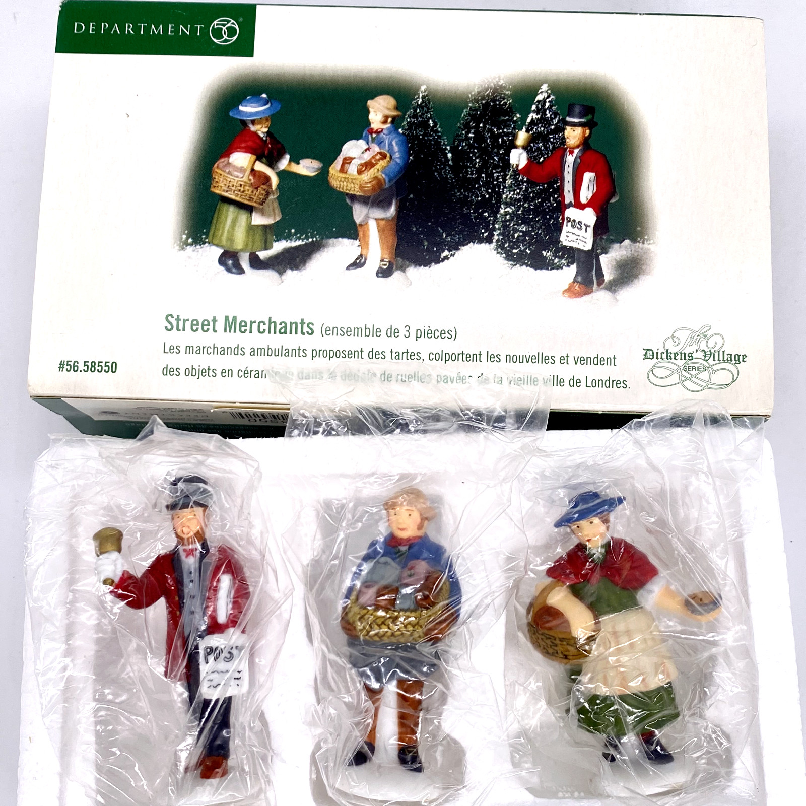 Dept 56 58550 Street Merchants 5855-0 Christmas Village Seller 3 pc NEW RARE