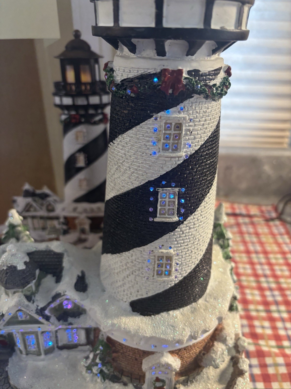 Holiday Lighthouse Christmas Fiber Optics Lights WORKS! Includes Adapter