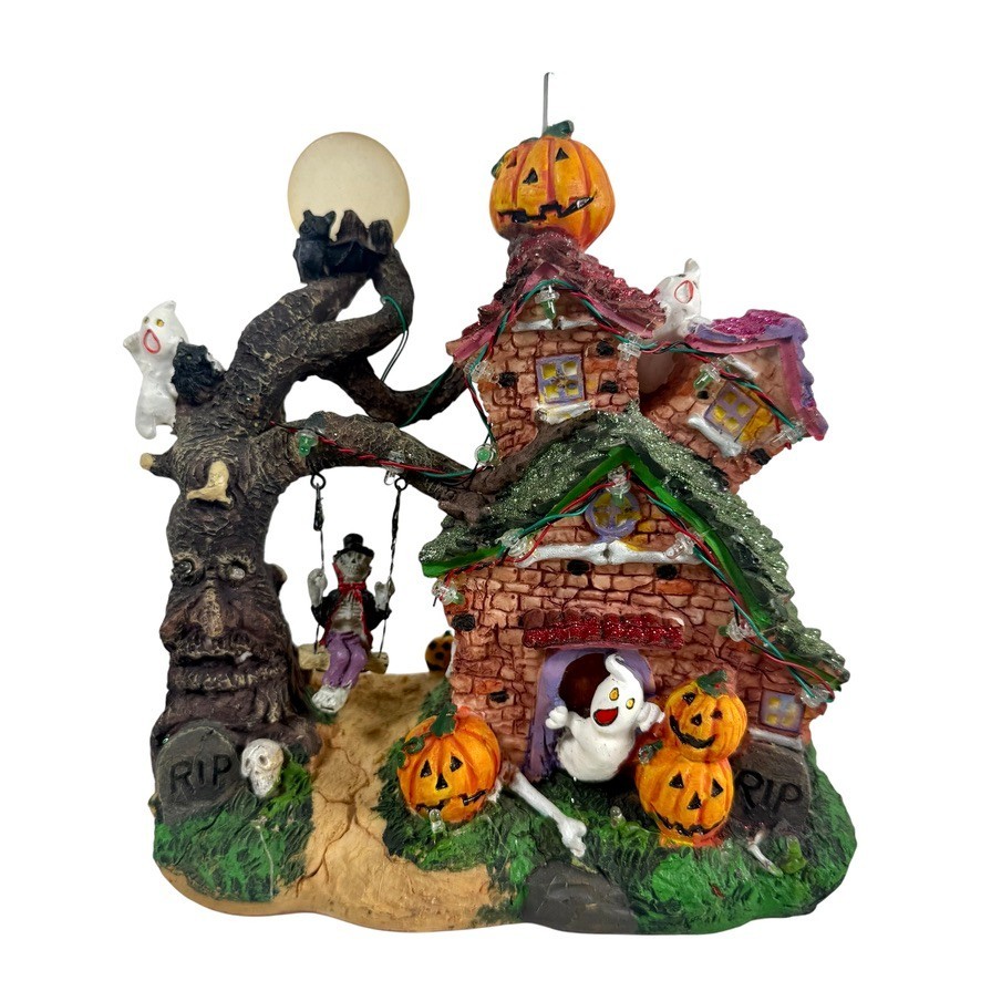 Target LED Village With Flying Witch Halloween Decoration 2009 Tested And Works