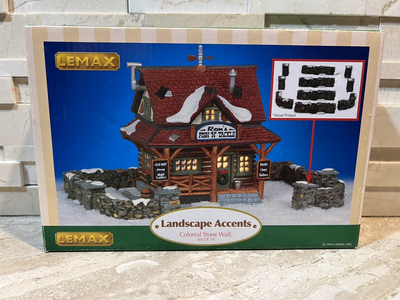 LEMAX Village Collection Landscape Accents Colonial Stone Wall Set – 10 Piece