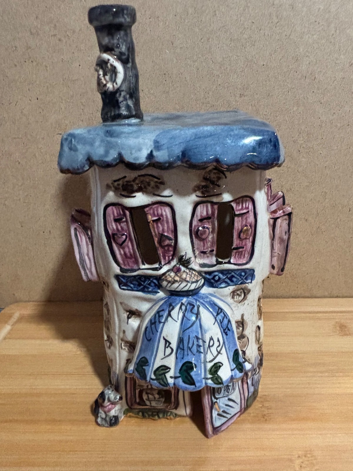 Pie Bakery 11” Tealight House Collectible Blue Sky Clayworks Heather Goldminc