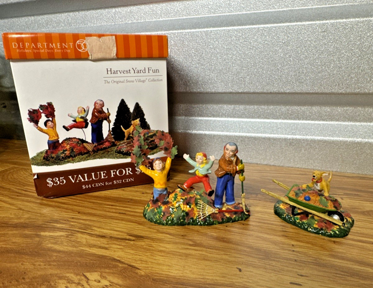 Dept 56 “Harvest Yard Fun” Snow Village Fall Autumn Playing in Leaves 56.55258