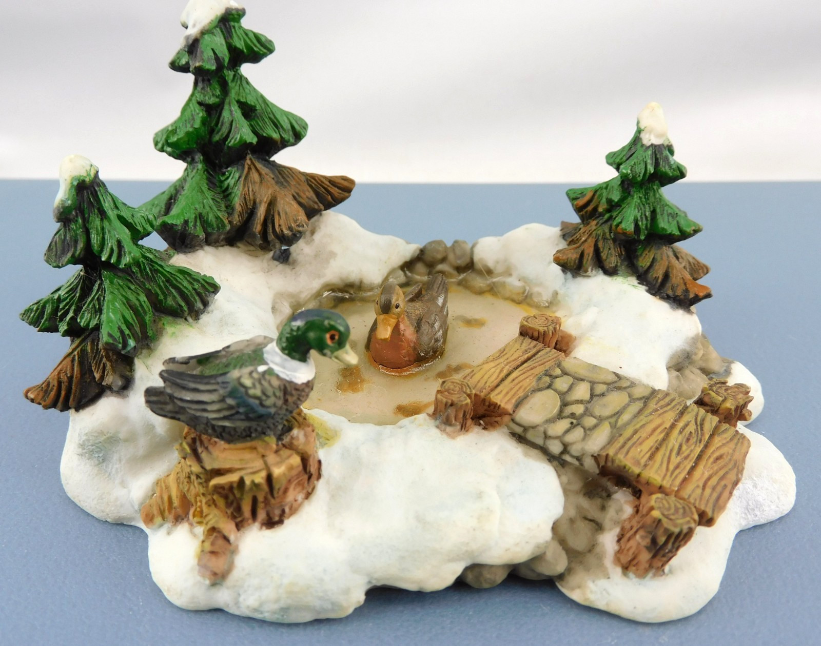 Duck Pond Scene For O’well Christmas Village 4.5″W Resin Pines Pier Holiday Time