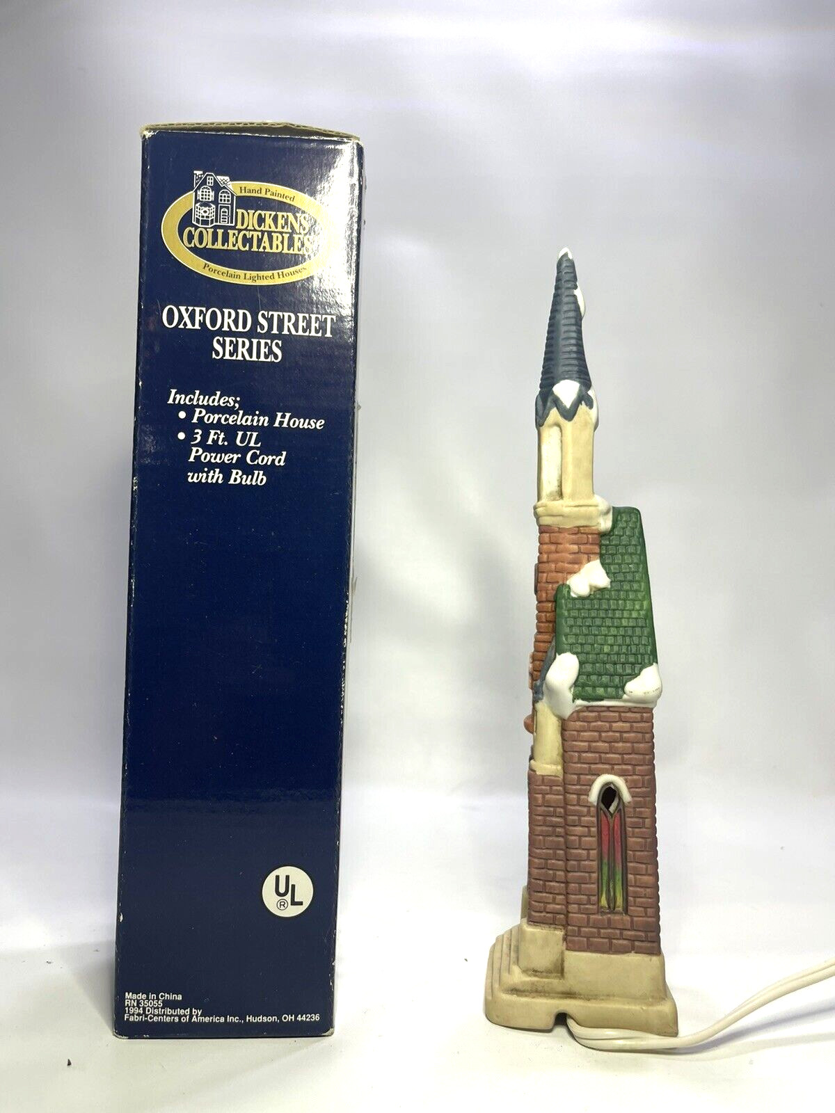 Dickens Collectables Christmas Lighted Oxford Street Series Church 1994 9.5″x2″