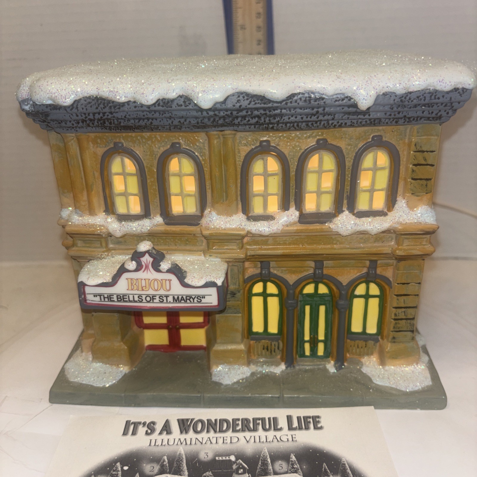03 Enesco It’s a Wonderful Life Illuminated Village BIJOU THEATRE Series II IOB