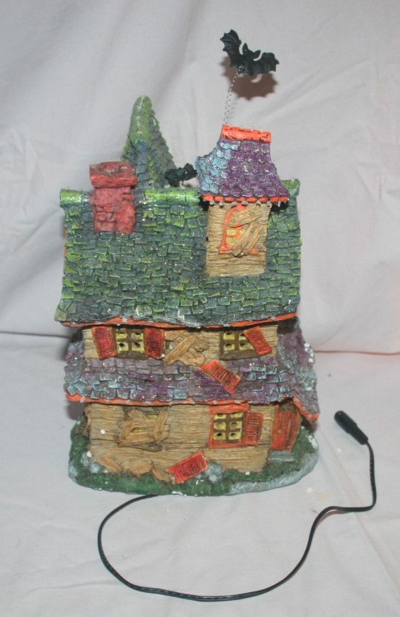 2001 Department 56 Halloween Haunted House w/Fiber Optic Lighting – *Works* IOB