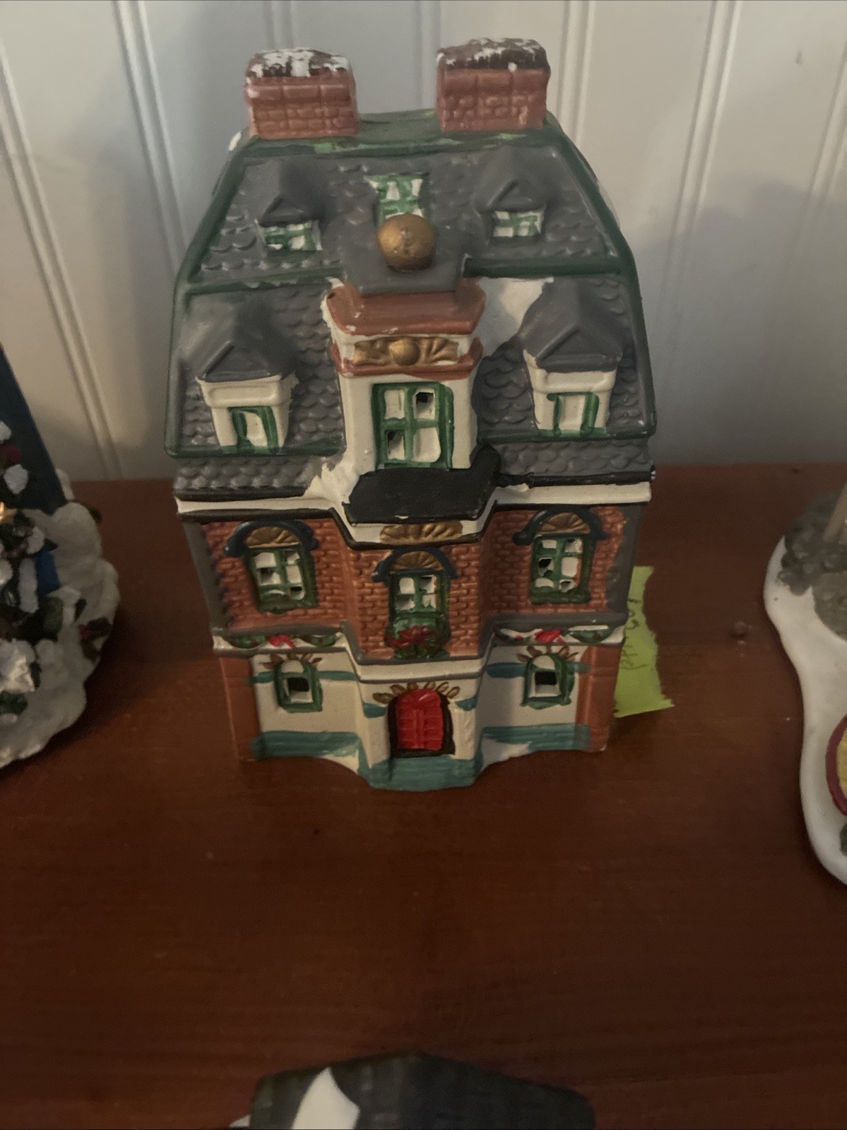 Vintage Christmas Village 9 Pieces One Light Up Music Box Scene