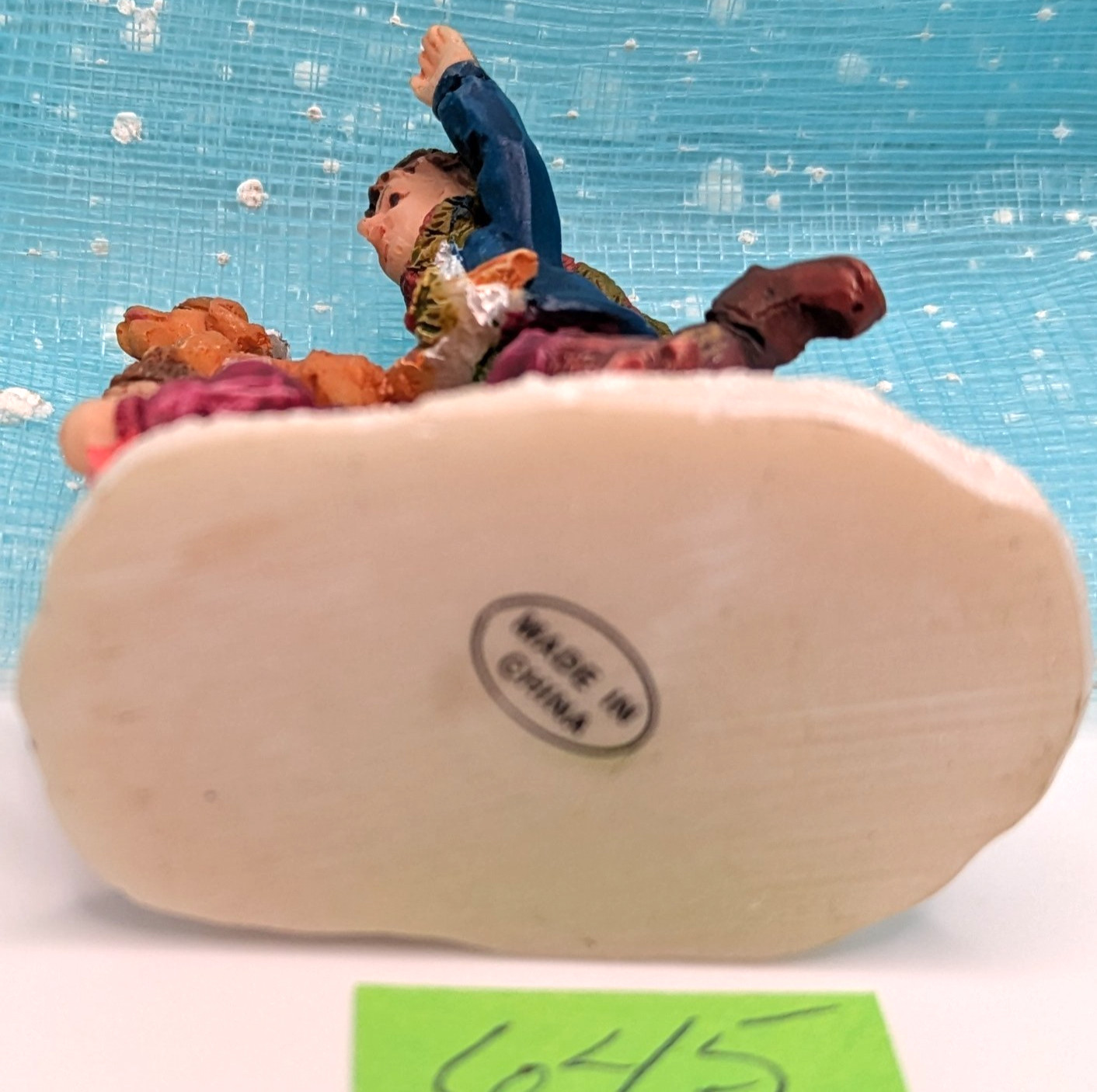 St Nicholas Square dog children sledding Christmas Village Figurine LOOSE INV645