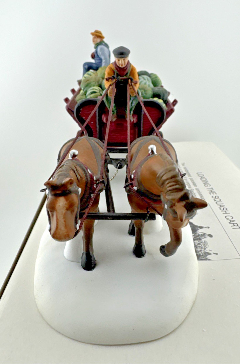Department 56 Bachman’s Horse-Drawn Squash Cart Handpainted Porcelain & Metal