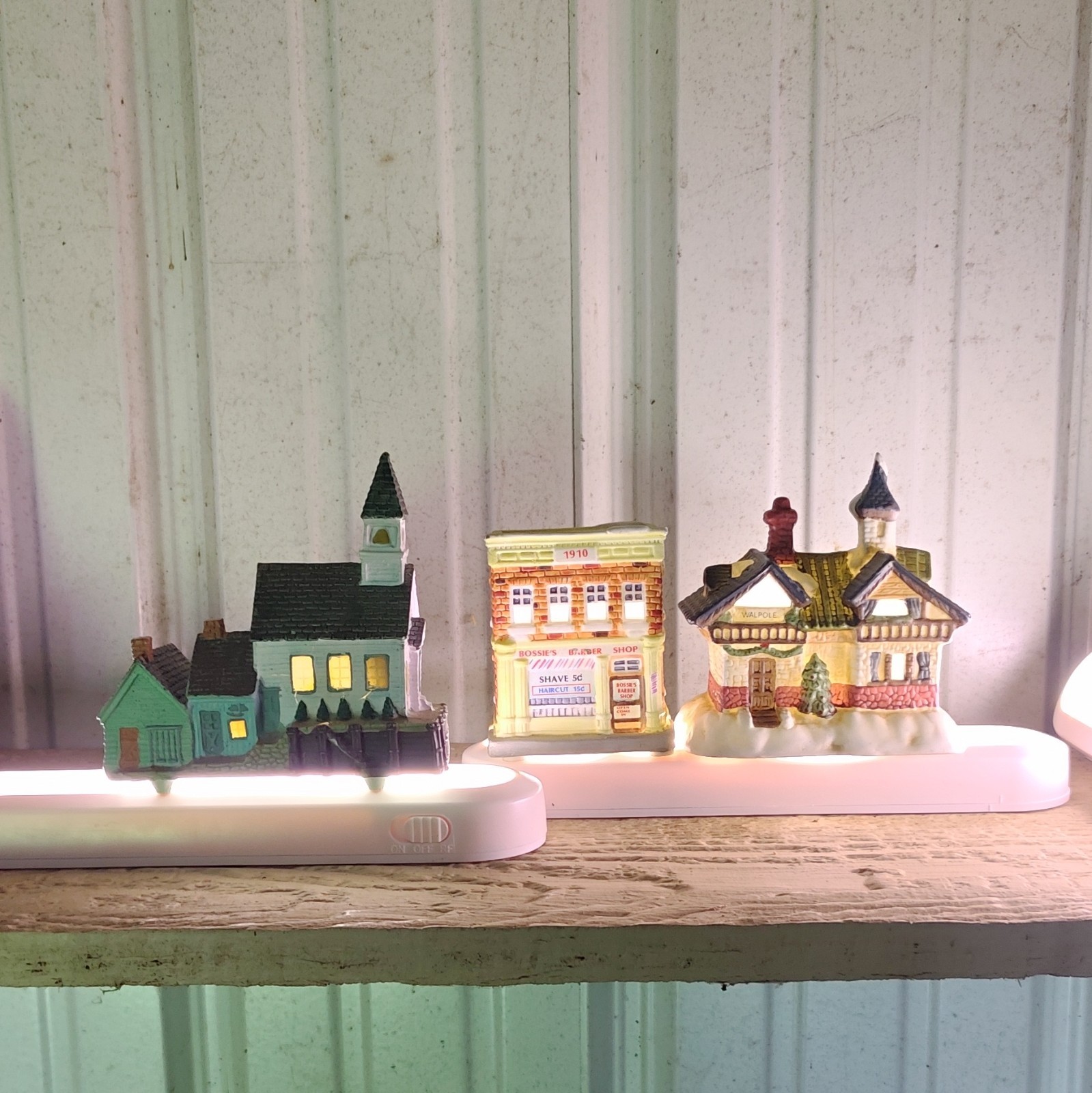 Illuminated Ceramic Christmas Village Houses Set of 3 Dickens Victorian