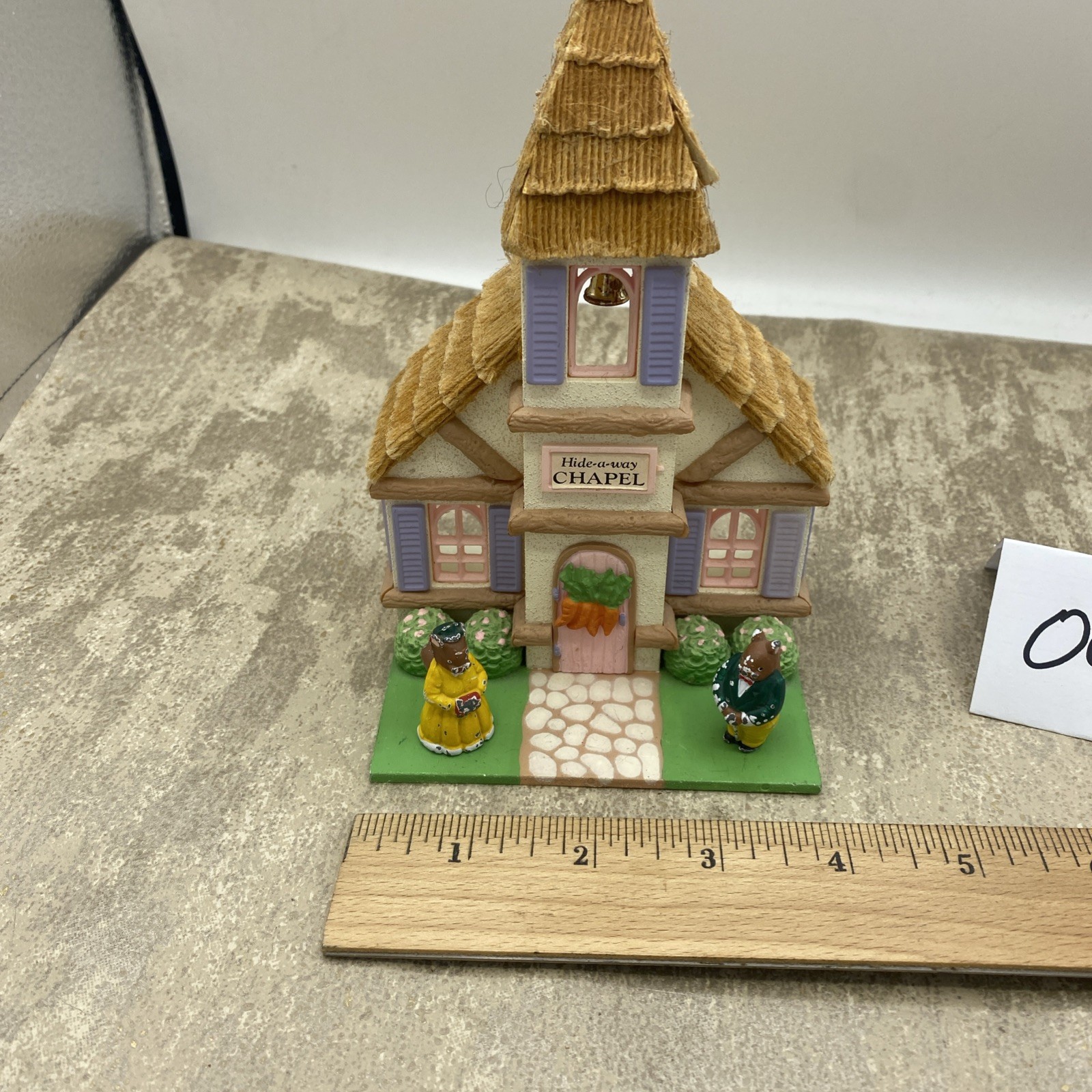Hide-A-Way Chapel Miniature Easter Village House Collectible Dept 56 W/2 Squi