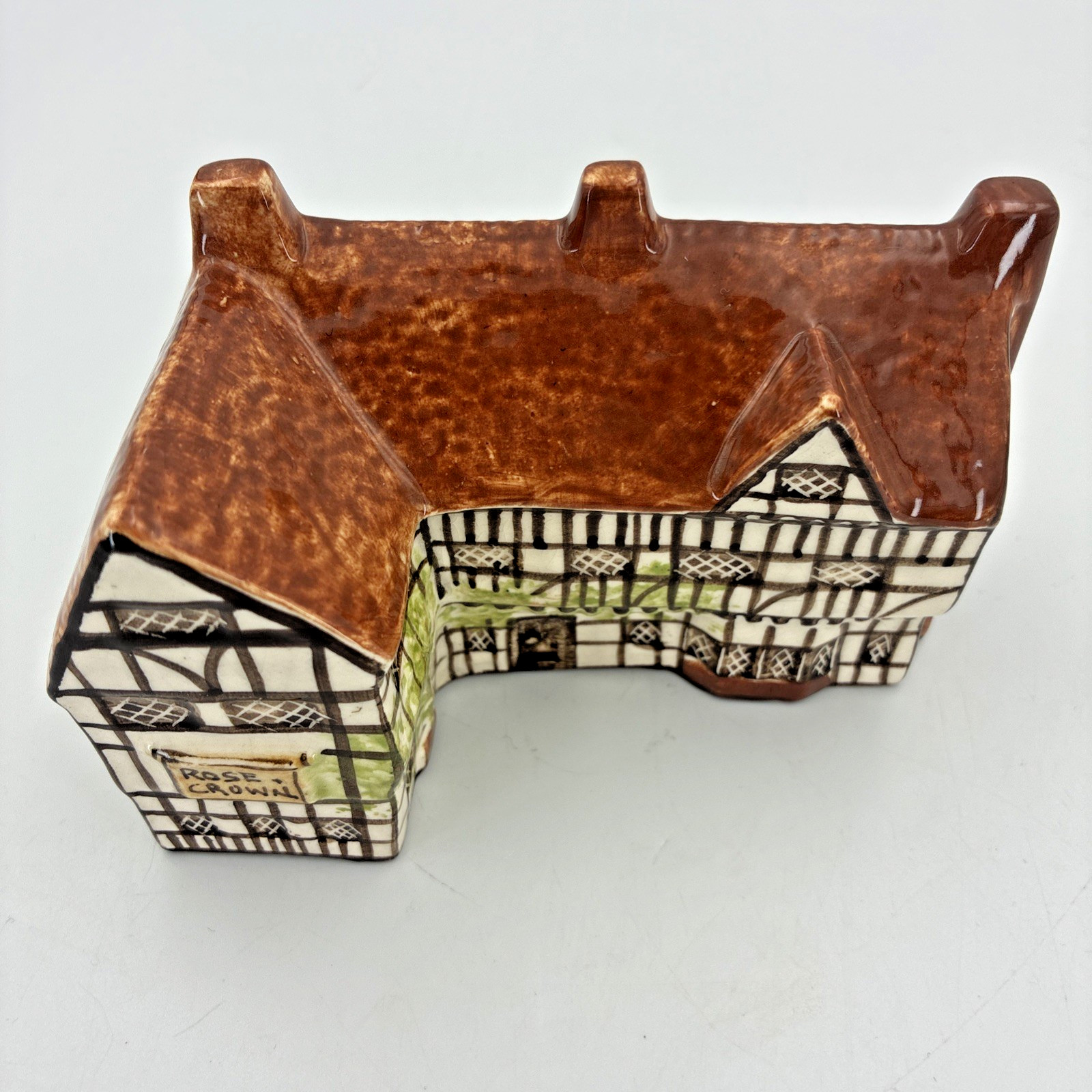 Vtg. Suffolk Cottages Rose & Crown Pub Ceramic House Building Made in England