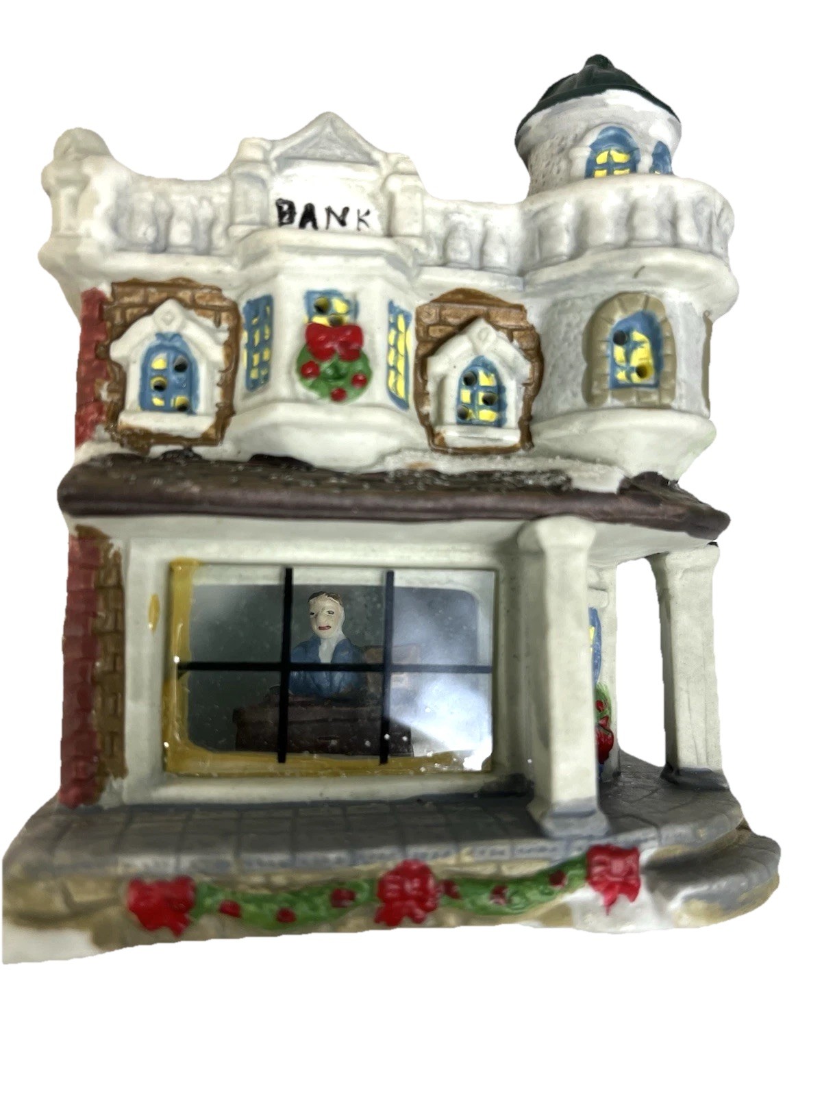 Cobblestone Corners Christmas Village 2004 Bank See Thru Window