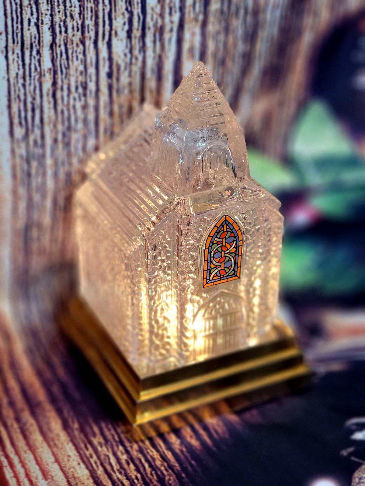 Vintage Glass Holiday Church adornment 1992 Collector piece. pristine