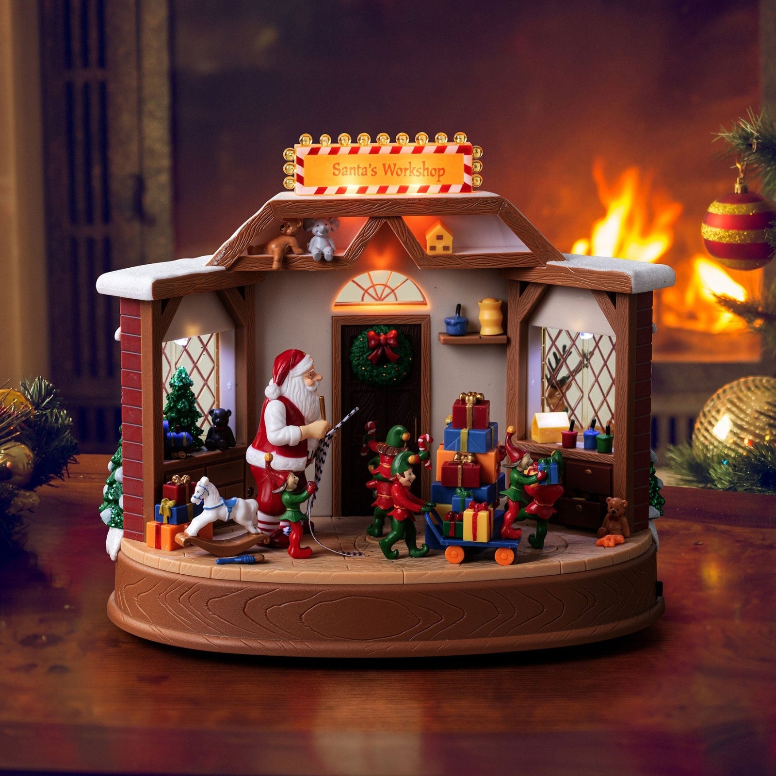 Christmas Village Santa Gift Shop Mr Christmas Music Box
