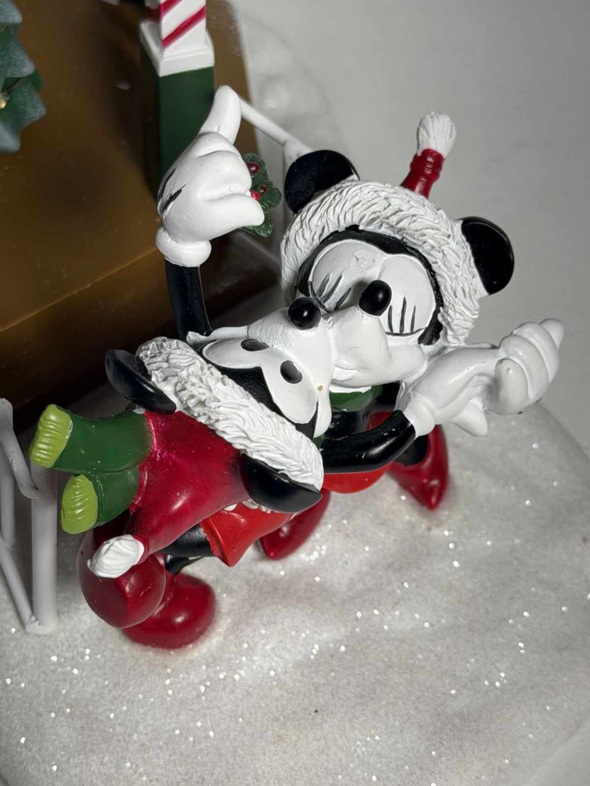 Disney Mickey Mouse St. Nicholas Square Mistletoe Gazebo Handpainted Tree Lights