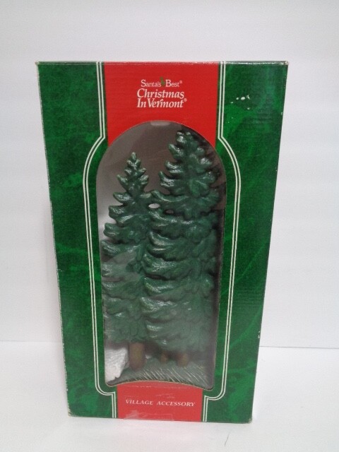 Christmas In Vermont- 10 1/2” Ceramic Pine Trees Village Accessories 1994