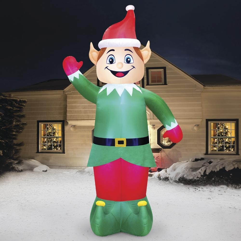 20′ LED Giant Joyful Elf w/ Santa Hat Christmas Inflatable Outdoor Holiday Decor