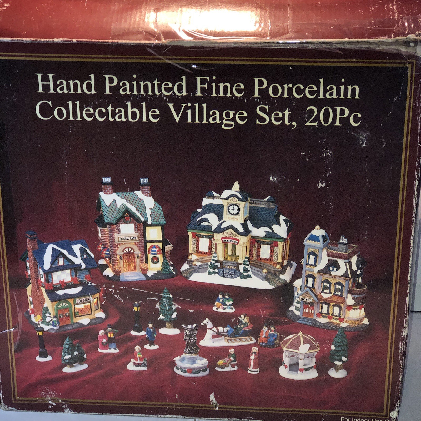 Galleria Hand Painted 20 Pc. Porcelain Christmas Village Box 2 Pc. are missing
