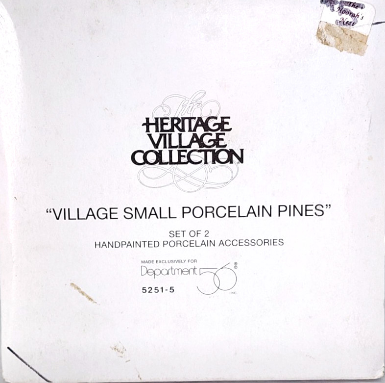 Dept 56 Village Small Porcelain Pines Set 2 Snow Trees Heritage Village 5251-5