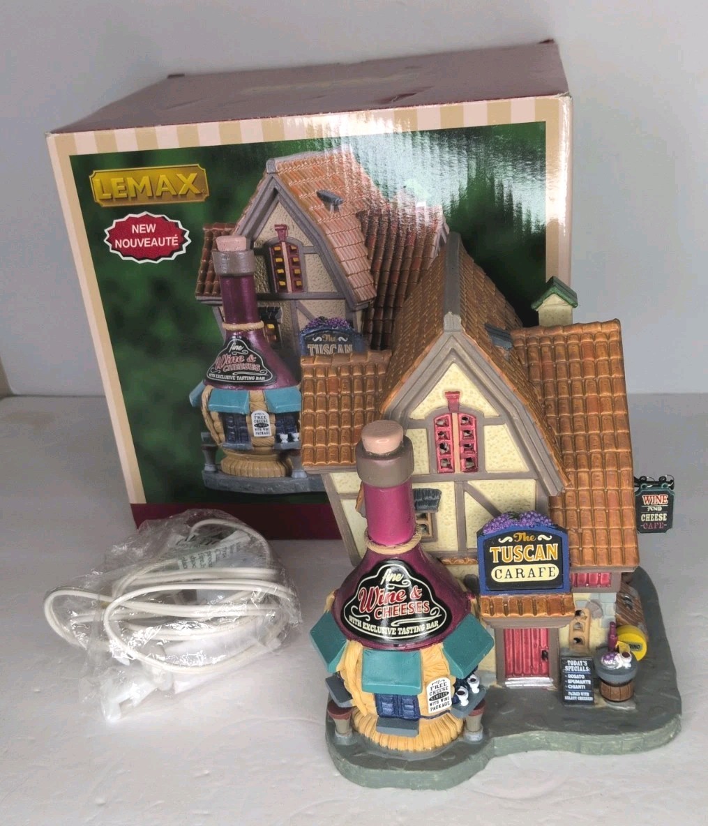 Lemax ‘Tuscan Carafe’ #05649 – Caddington Village Wine/Cheese Tasting With Light