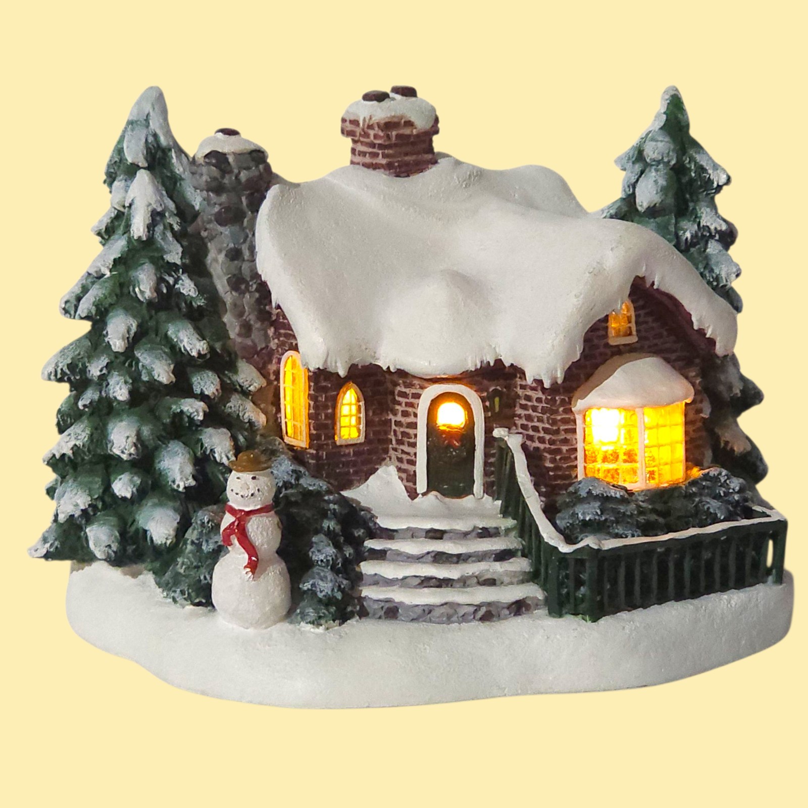 Thomas Kinkade A Village Christmas 2002 Lighted Cottage Snowman House Teleflora