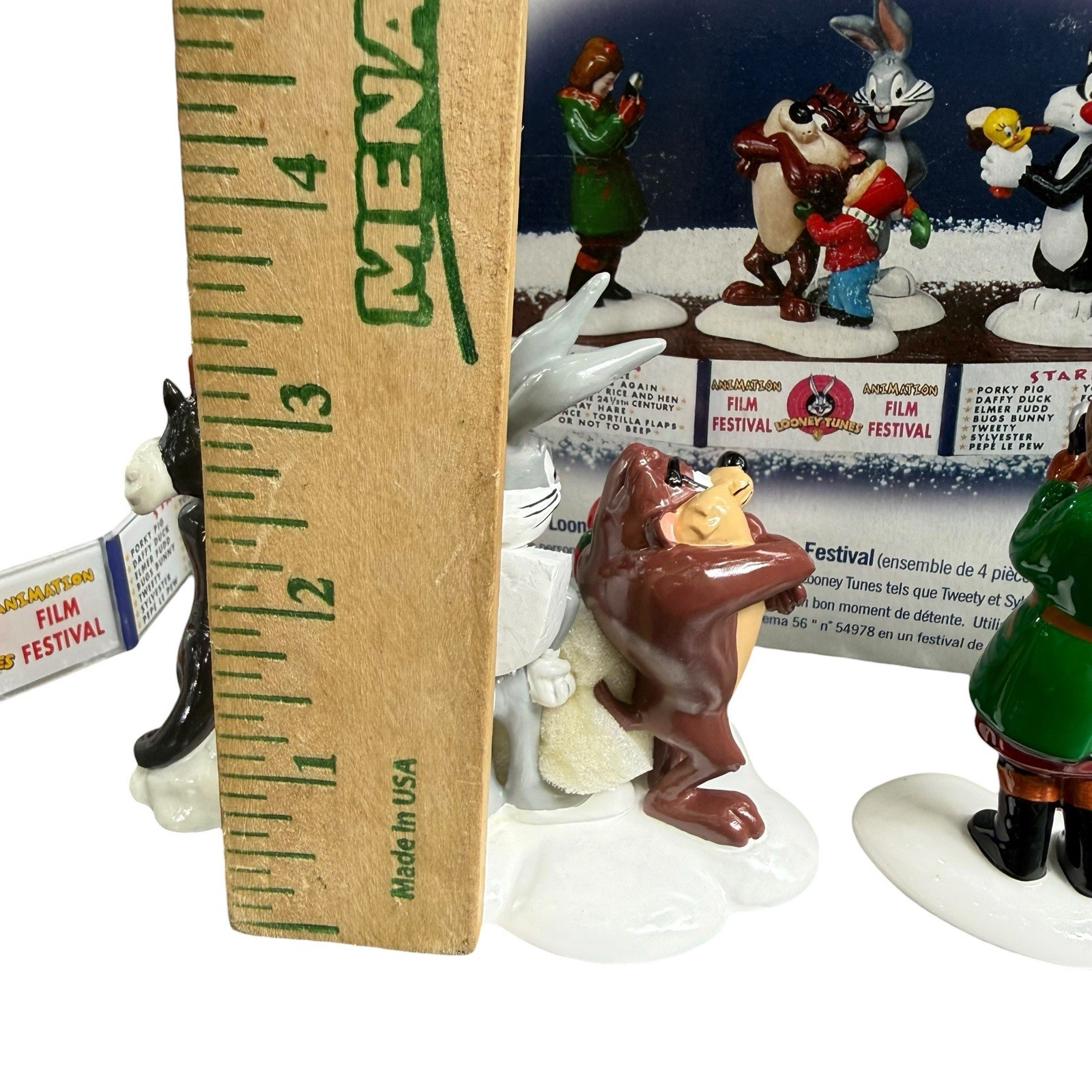 Department 56 Snow Village Looney Tunes Animation Film Festival Taz Tweety