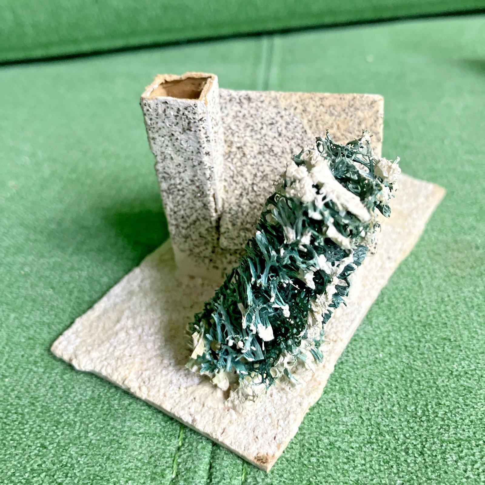 3 VTG Christmas Putz Houses, Cardboard w Mica Glitter, Windows, Trees