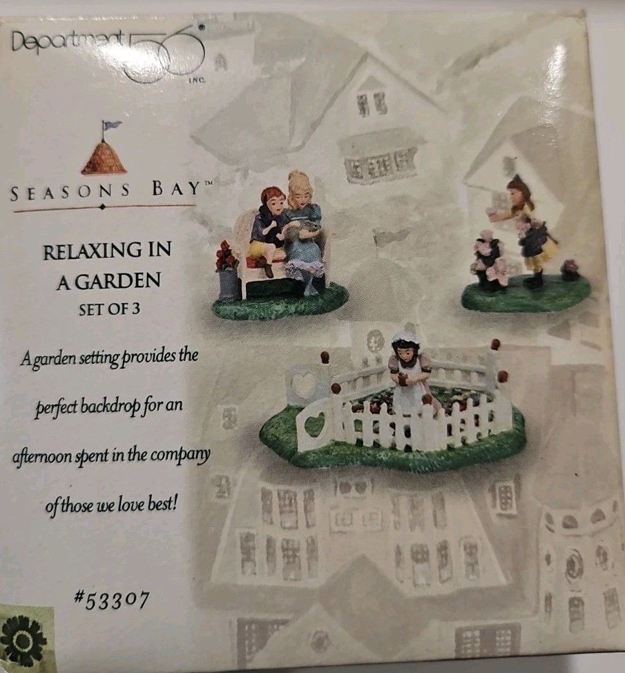 Dept 56 Seasons Bay RELAXING IN A GARDEN (set of 3) #53307 1998