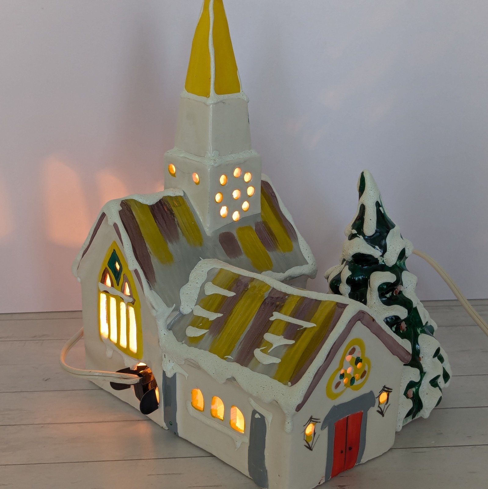 Dept 56 Original 1976 Steepled Church Snow Village 10″ Lighted Building RARE