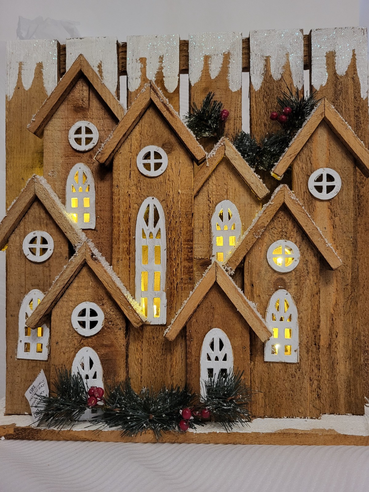 Cracker Barrel Wooden Houses Christmas Display Holiday Battery Operated Works