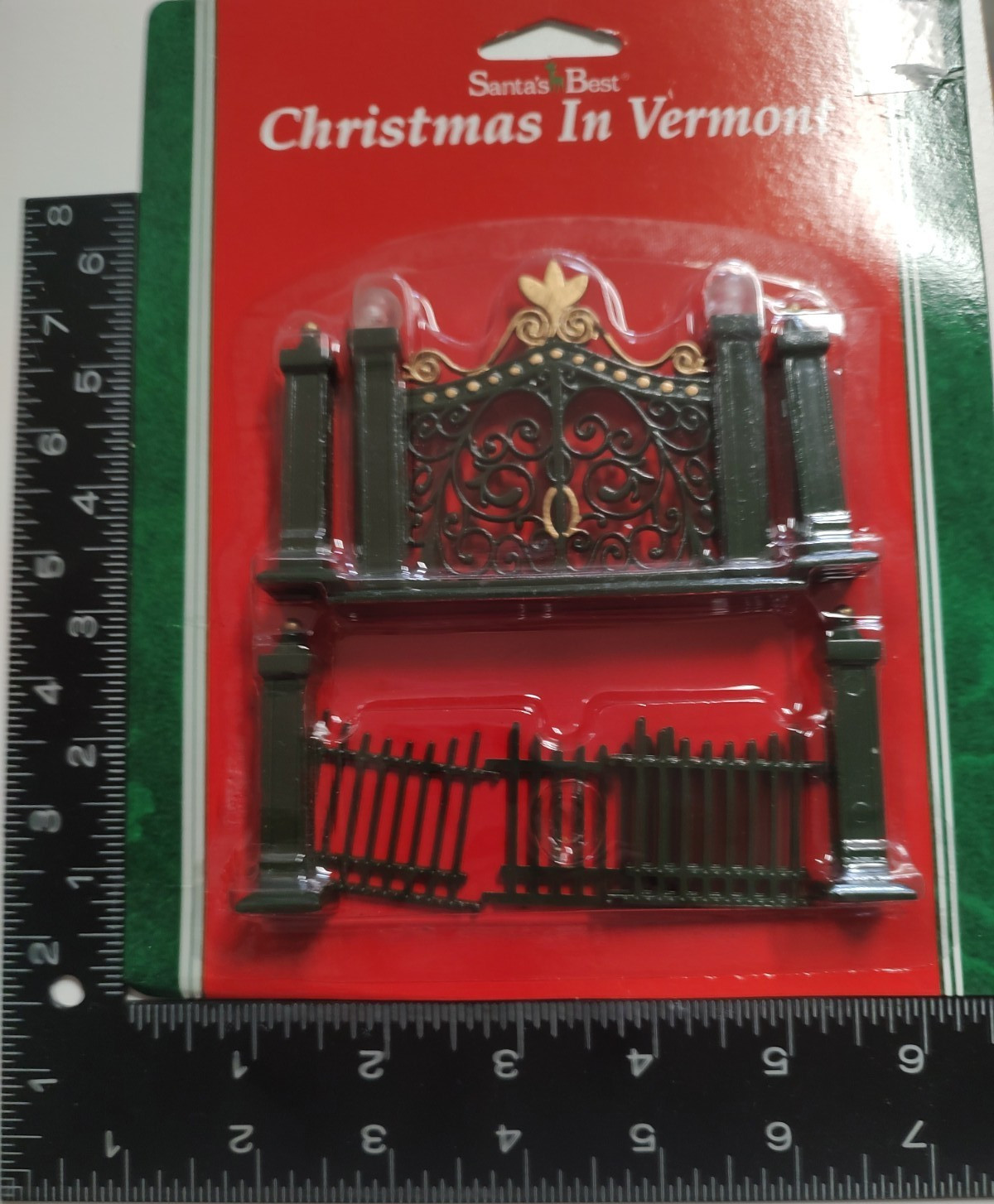 Village Wrought Iron (looking) Gate and Fence ( 9 Piece Set) with gold accent