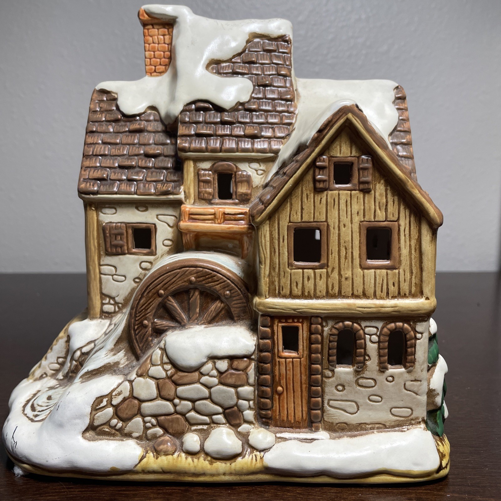 Rare 1990 Lefton Colonial Village Water Mill House Byron Wood Christmas