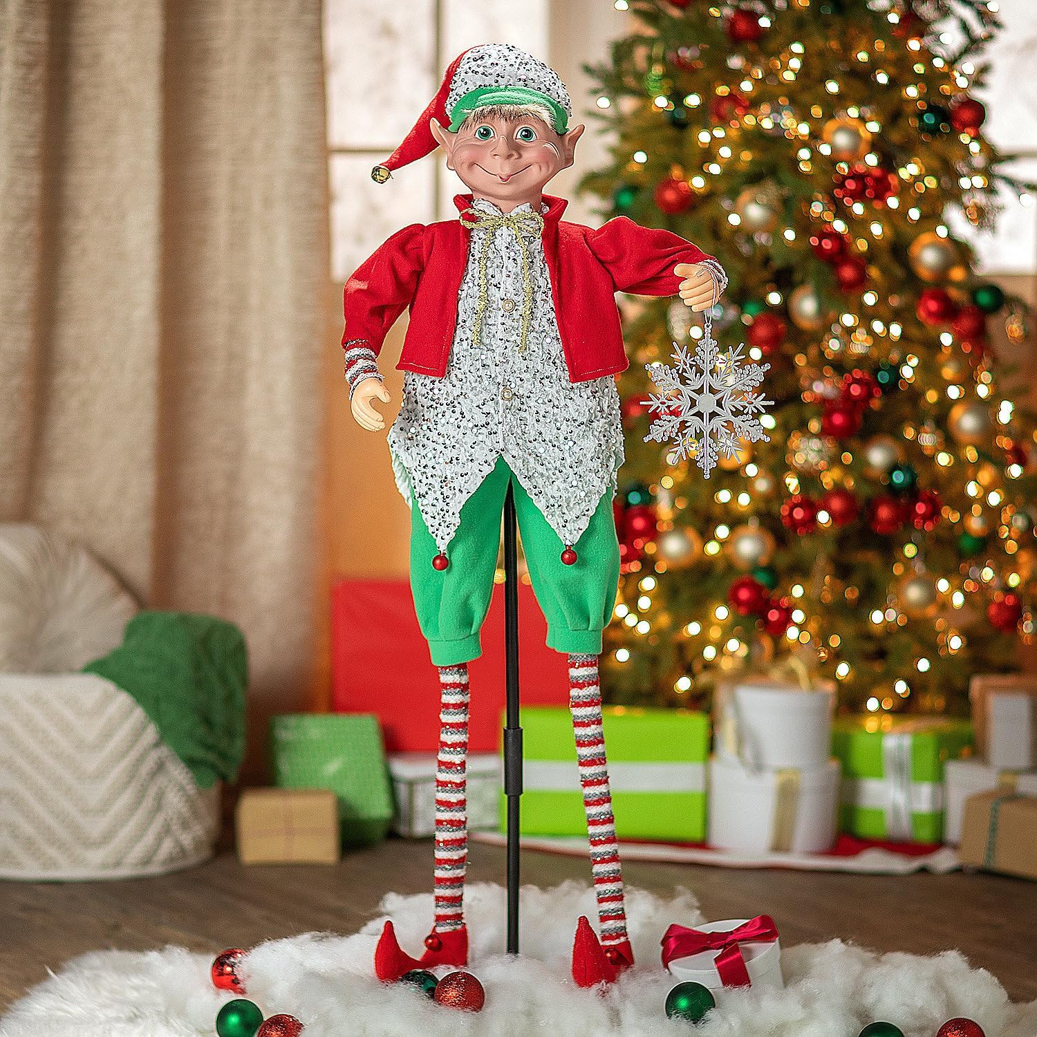 4 FT ANIMATED STANDING MUSICAL ELF CHRISTMAS Animatronic Prop