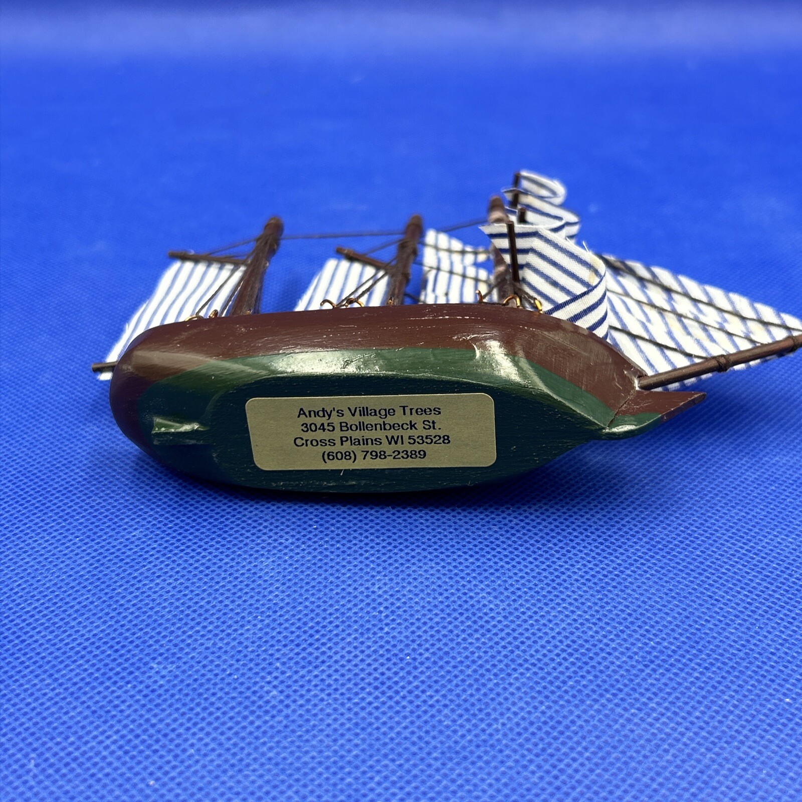 Midwest Of Cannon Falls Decorative Sailboat Blue & White With Brown Bottom 5”