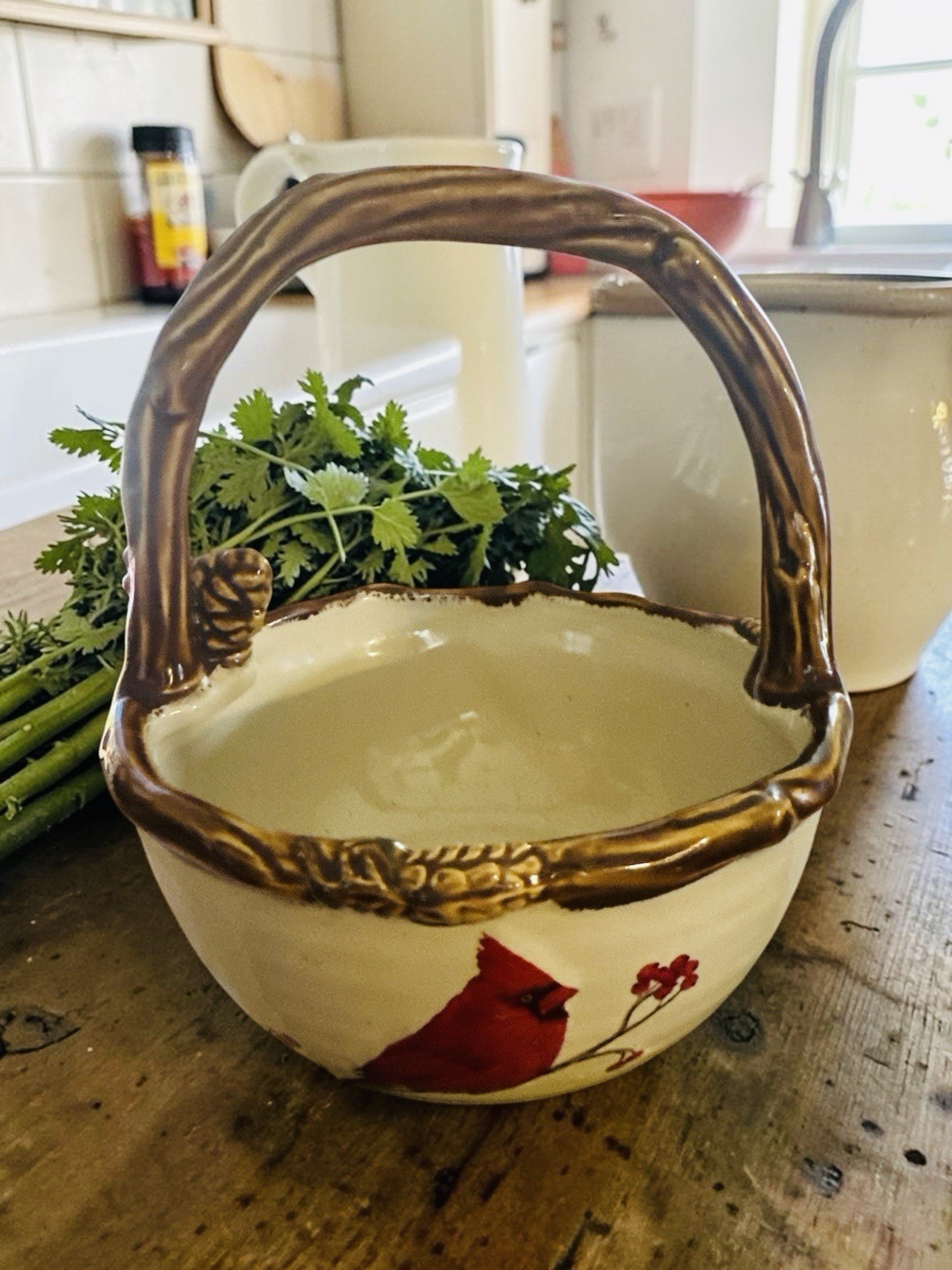 St. Nicholas Square Snow Valley Cardinal Service Basket