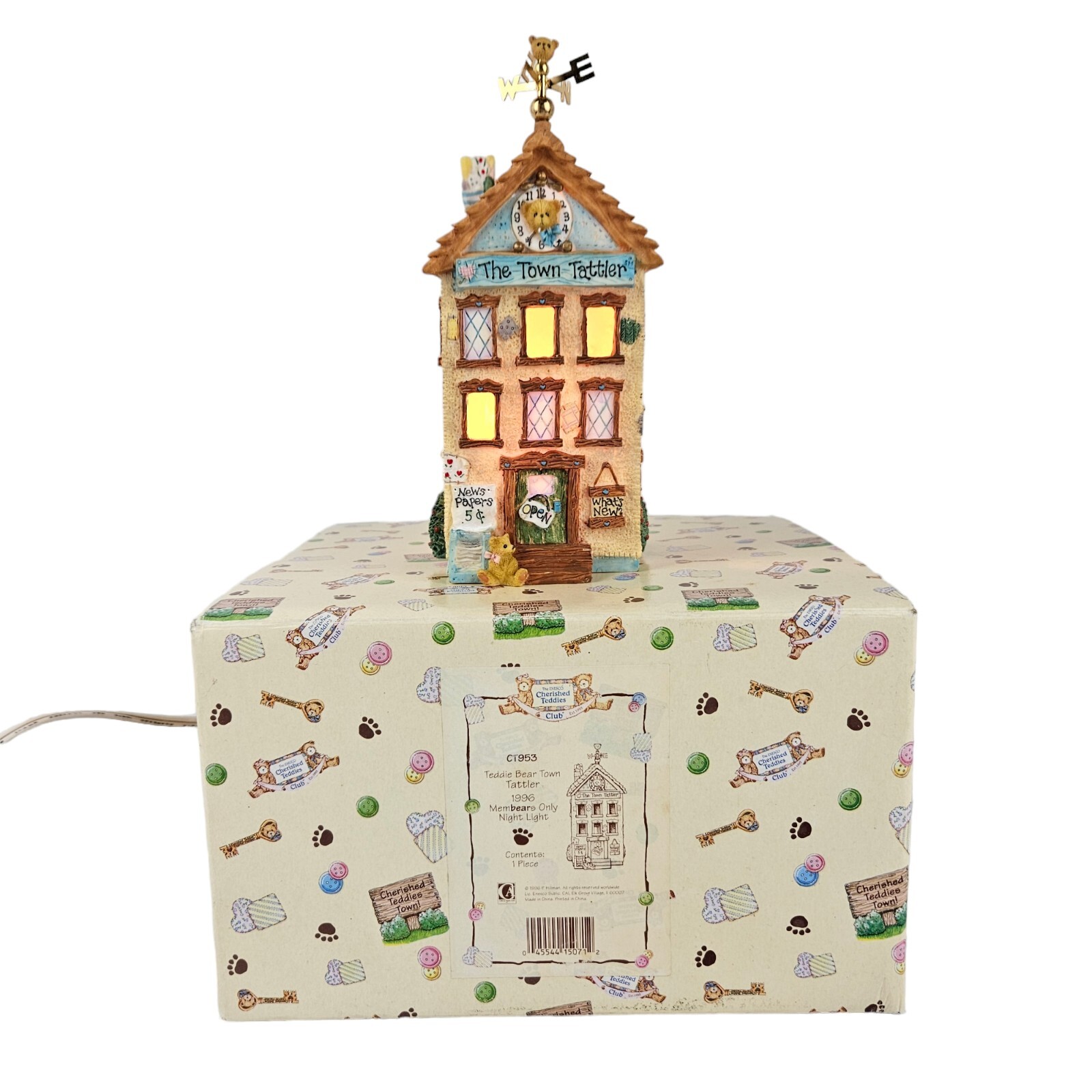 Cherished Teddies Club Teddie Bear Town Tattler 1996 #CT953 House Members Exclus