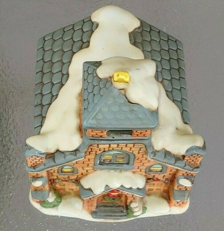1987 Lefton Christmas Colonial Hand Painted Musical Church-Byron Wood