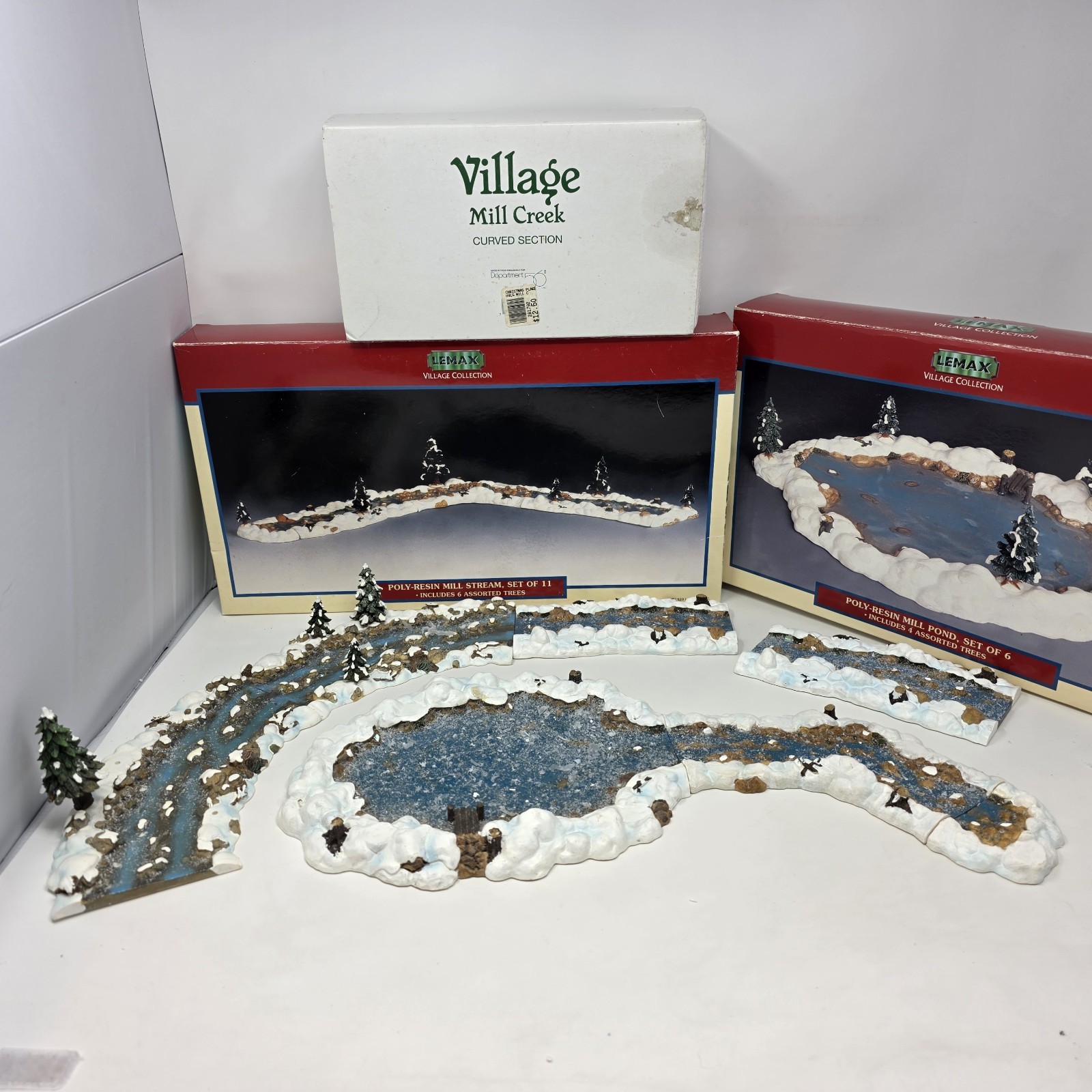 Lemax & Dept 56 Mill Pond & Creek Set Vintage Christmas Village Water River Lot