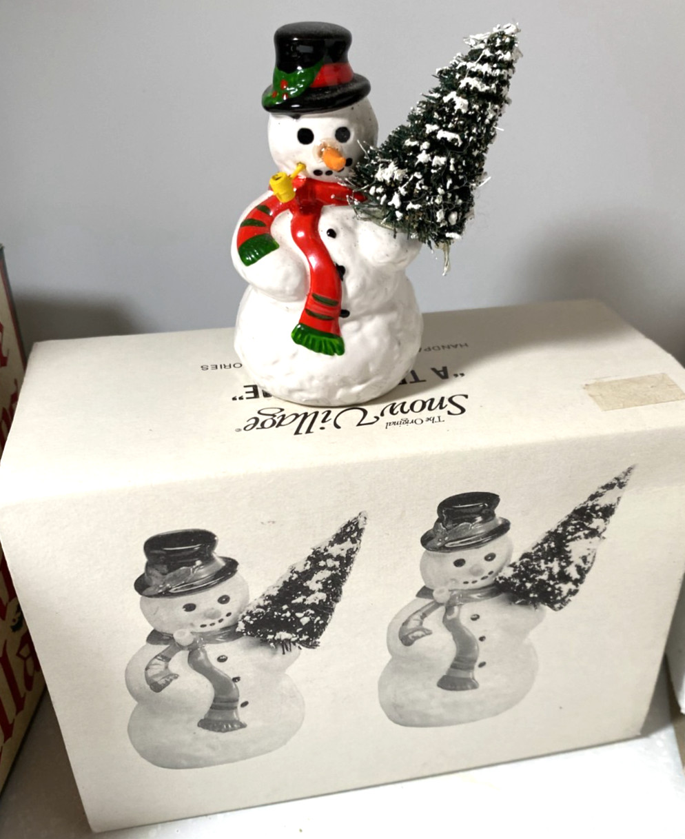 Lot Of Department Dept 56 Christmas Figures Snowman Skiers Alpine Needs TLC