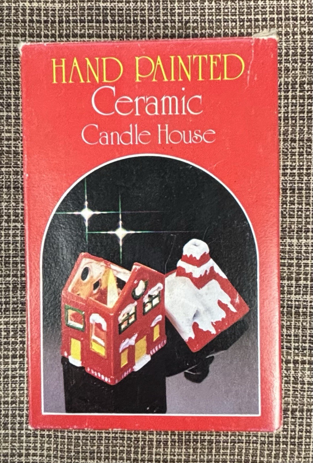 Vintage Hand Painted Ceramic Christmas Village CANDLE HOUSE Tealight Holder