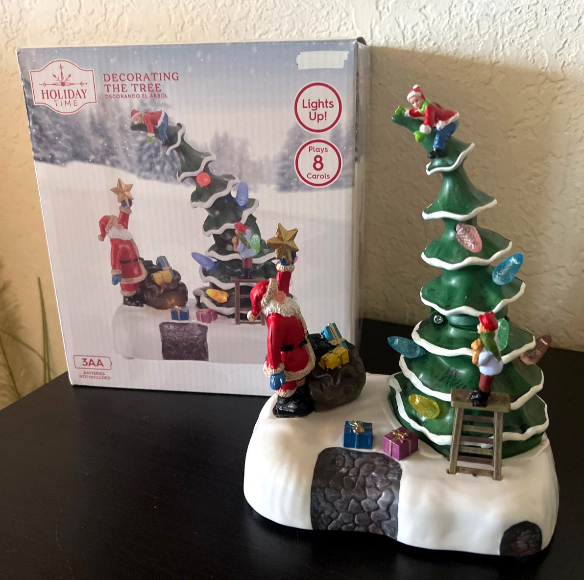 Holiday Time Light-up & Musical Christmas Village Decorating The Tree Scene 8.3″