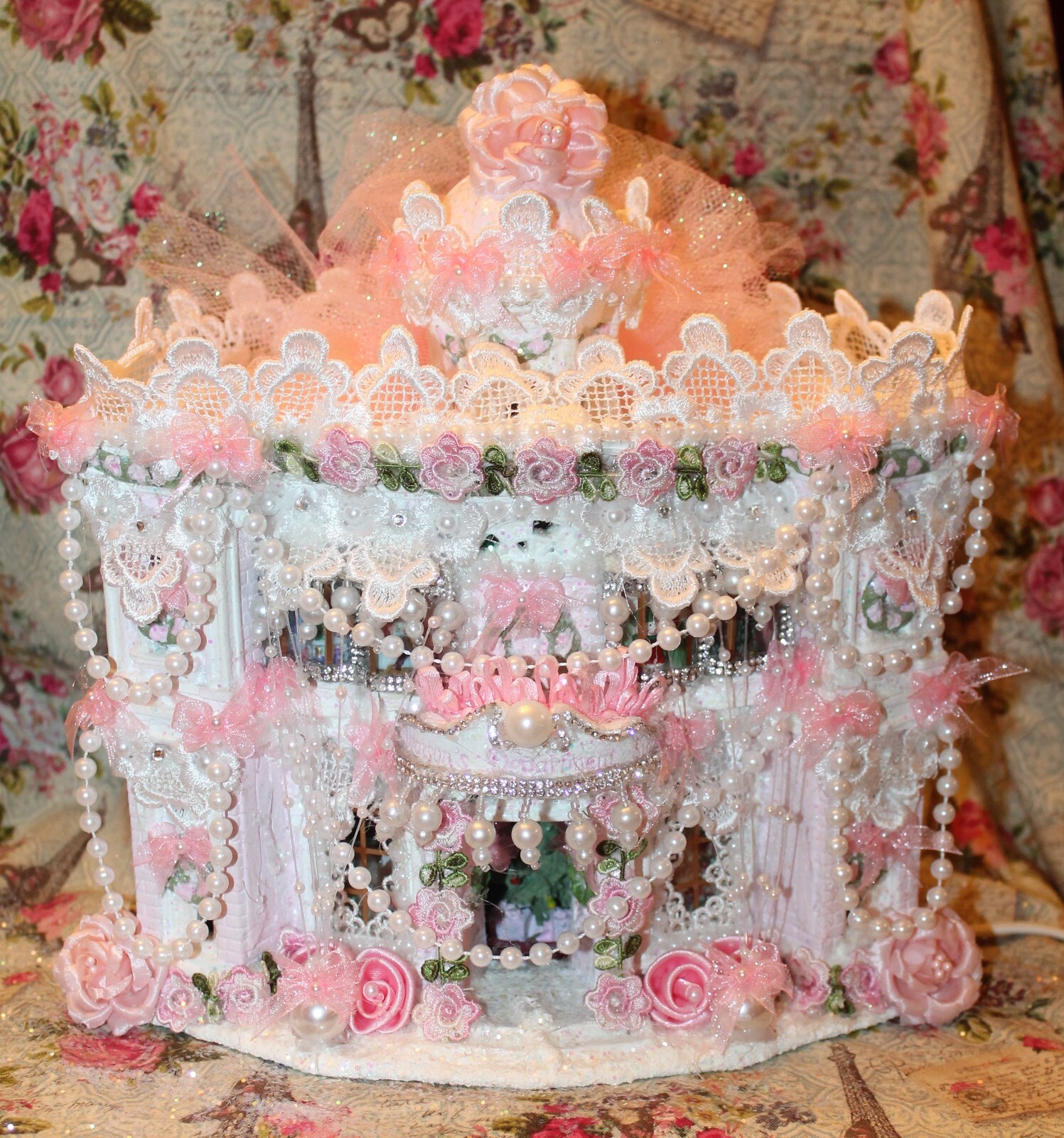 Shabby Chic Pink Christmas Village Victorian Village Shabby Pink Christmas