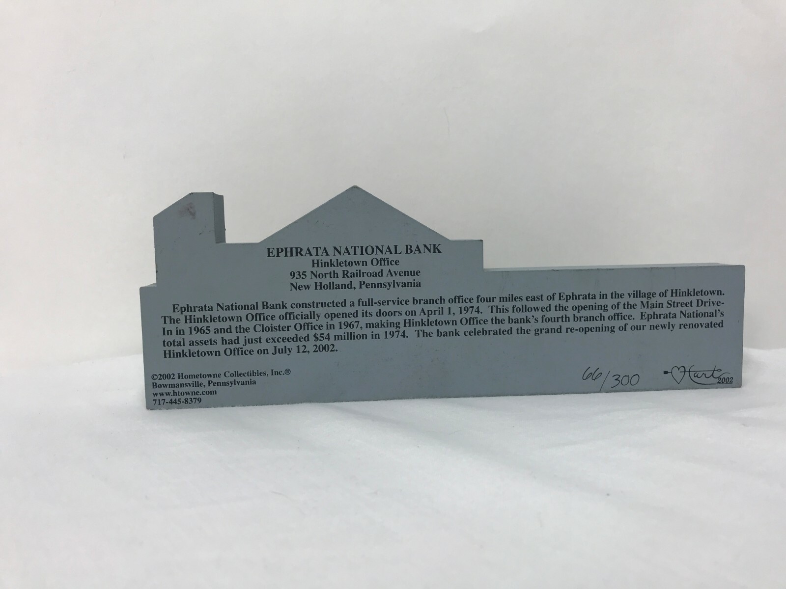 HomeTowne Collectible Ephrata National Bank New Holland PA Limited 66/300 2002