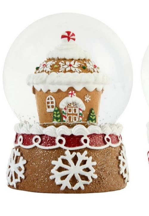 Winter Lane Snow Globes,LED Gingerbread House, Set of 2, Lighted 919020