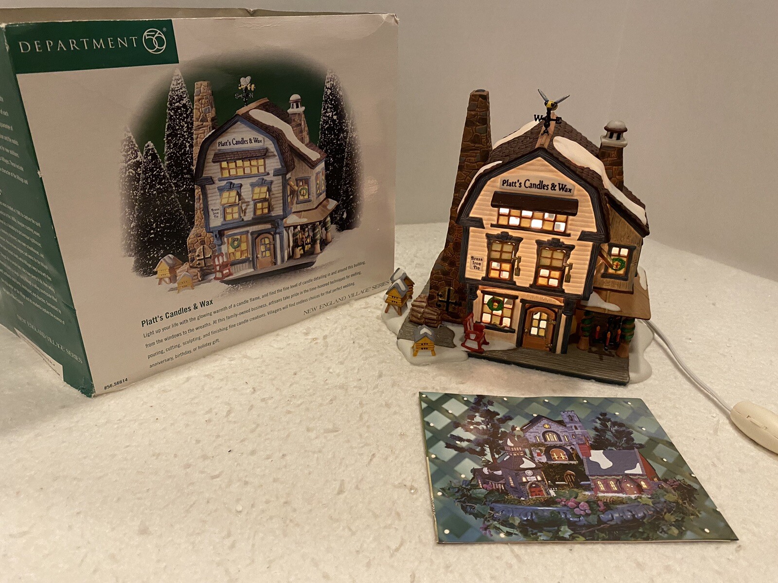 Dept 56 Platt’s Candles & Wax New England Village 56.56614 W/ Box Light MIB